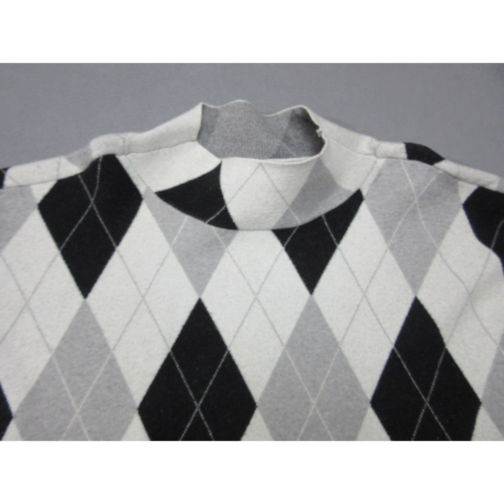 Maeve Anthropologie Sweater Womens XL Black White Argyle Mock Neck Preppy - Picture 2 of 12